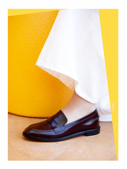 Penny glossed-leather loafers in burgundy